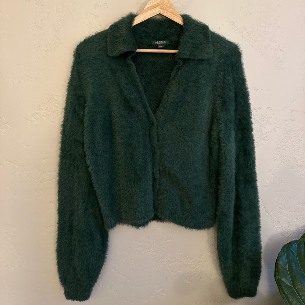 Wild fable green fuzzy sweater size S